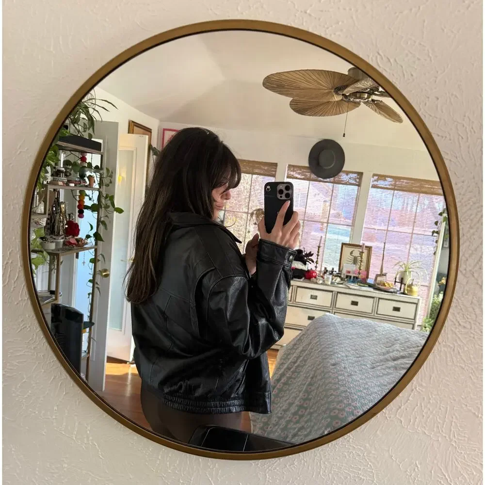 Vintage Black Genuine Leather Jacket Oversized 90s Minimal Beyond California L - Picture 7 of 12